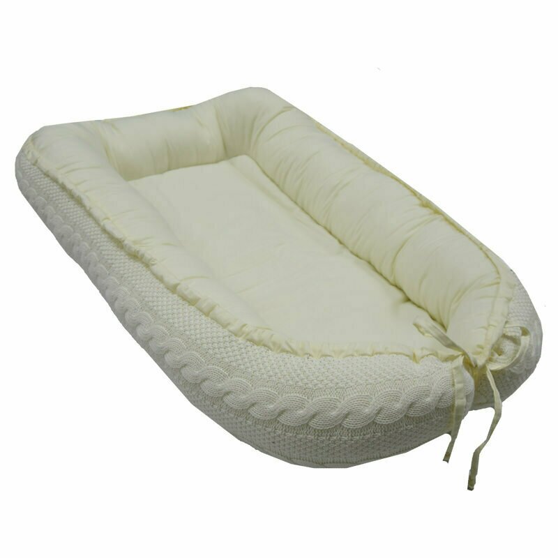 Eko - suport de dormit baby nest tricotat din bumbac, 90x55 cm, bej