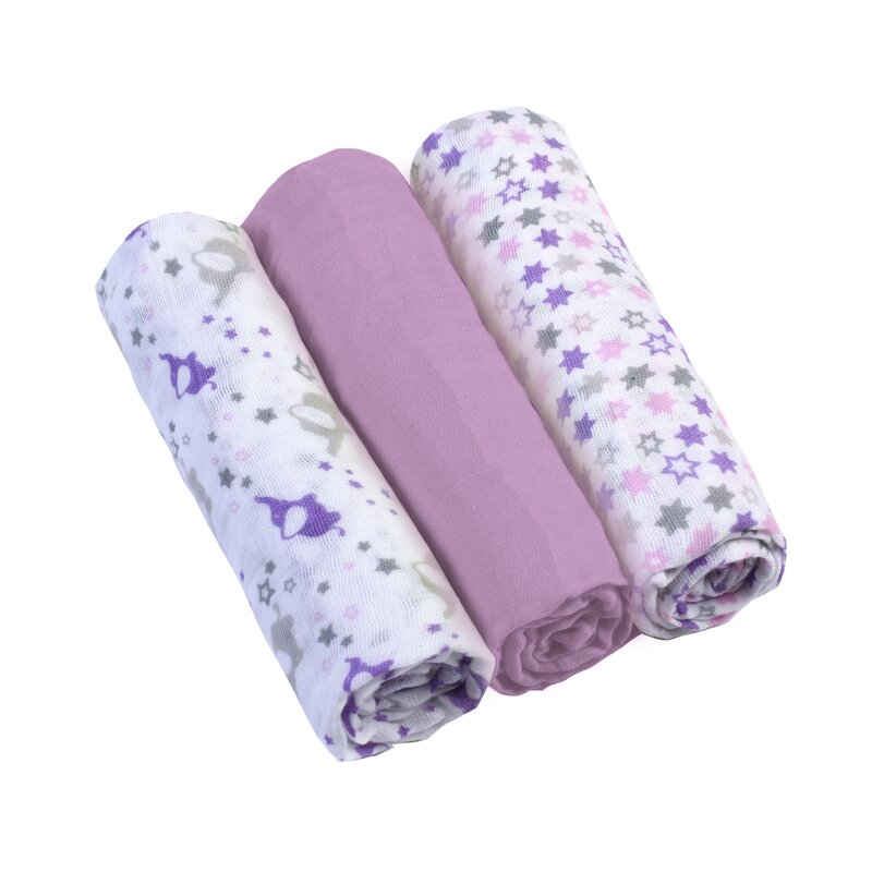 Babyono - set 3 scutece muselina, violet