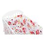 BabyNeeds - Lenjerie patut 5 piese, Cu doua protectii laterale, Pernuta, Plapumioara, Cearceaf, Din bumbac, Pentru patut 120x60 cm, Bufnite, Rosu - 3