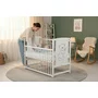Babyneeds - Patut din lemn de pin Timmi 120x60 cm Cu laterala culisanta, EN716-1, EN716-2, Inaltime saltea reglabila pe 3 nivele, Laterala cu 3 bete detasabile, Alb + Saltea 10 cm + Qmini - Masuta de schimbat, 70x50 cm, Alb - 14