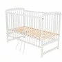 Patut din lemn bebe, 120x60 cm, Din lemn de pin, Stabil si rezistent, Inaltime saltea reglabila pe 3 nivele, Laterala cu 3 bete detasabile, EN716-1, EN716-2, Alb + Saltea 10 cm, Babyneeds, Ola - 6