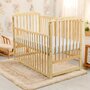 Patut din lemn bebe, 120x60 cm, Cu laterala culisanta, Din lemn de pin, Stabil si rezistent, Inaltime saltea reglabila pe 3 nivele, Laterala cu 3 bete detasabile, EN716-1, EN716-2, Natur, Babyneeds, Ola + Saltea 12 cm - 3