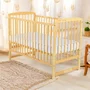 Patut din lemn bebe, 120x60 cm, Din lemn de pin, Stabil si rezistent, Inaltime saltea reglabila pe 3 nivele, Laterala cu 3 bete detasabile, EN716-1, EN716-2, Natur, Babyneeds, Ola + Saltea 10 cm - 3
