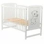 Patut din lemn bebe, 120x60 cm, Din lemn de pin si mdf, Stabil si rezistent, Inaltime saltea reglabila pe 3 nivele, Laterala cu 3 bete detasabile, EN716-1, EN716-2, Alb, Babyneeds, Timmi + Saltea 10 cm - 7