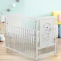 Patut din lemn bebe, 120x60 cm, Cu laterala culisanta, Din lemn de pin si mdf, Stabil si rezistent, Inaltime saltea reglabila pe 3 nivele, Laterala cu 3 bete detasabile, EN716-1, EN716-2, Alb, Babyneeds, Timmi - 7