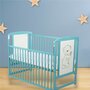 Patut din lemn bebe, 120x60 cm, Cu laterala culisanta, Din lemn de pin si mdf, Stabil si rezistent, Inaltime saltea reglabila pe 3 nivele, Laterala cu 3 bete detasabile, EN716-1, EN716-2, Mint, Babyneeds, Timmi - 3