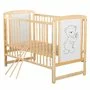 Patut din lemn bebe, 120x60 cm, Cu laterala culisanta, Din lemn de pin si mdf, Stabil si rezistent, Inaltime saltea reglabila pe 3 nivele, Laterala cu 3 bete detasabile, EN716-1, EN716-2, Natur, Babyneeds, Timmi - 8