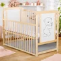 Patut din lemn bebe, 120x60 cm, Cu laterala culisanta, Din lemn de pin si mdf, Stabil si rezistent, Inaltime saltea reglabila pe 3 nivele, Laterala cu 3 bete detasabile, EN716-1, EN716-2, Natur, Babyneeds, Timmi - 3