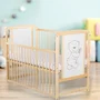 Patut din lemn bebe, 120x60 cm, Cu laterala culisanta, Din lemn de pin si mdf, Stabil si rezistent, Inaltime saltea reglabila pe 3 nivele, Laterala cu 3 bete detasabile, EN716-1, EN716-2, Natur, Babyneeds, Timmi - 2