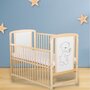 Patut din lemn bebe, 120x60 cm, Cu laterala culisanta, Din lemn de pin si mdf, Stabil si rezistent, Inaltime saltea reglabila pe 3 nivele, Laterala cu 3 bete detasabile, EN716-1, EN716-2, Natur, Babyneeds, Timmi - 4