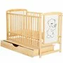 Patut din lemn bebe, 120x60 cm, Cu sertar cu capac, Din lemn de pin si mdf, Stabil si rezistent, Inaltime saltea reglabila pe 3 nivele, Laterala cu 3 bete detasabile, EN716-1, EN716-2, Natur, Babyneeds, Timmi - 7