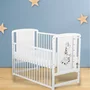 Patut din lemn bebe, 120x60 cm, Cu laterala culisanta, Din lemn de pin si mdf, Stabil si rezistent, Inaltime saltea reglabila pe 3 nivele, Laterala cu 3 bete detasabile, EN716-1, EN716-2, Alb, Babyneeds, Timmi Girafa - 3