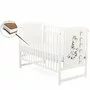 Patut din lemn bebe, 120x60 cm, Din lemn de pin si mdf, Stabil si rezistent, Inaltime saltea reglabila pe 3 nivele, Laterala cu 3 bete detasabile, EN716-1, EN716-2, Alb, Babyneeds, Timmi Girafa + Saltea 10 cm - 1