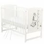 Patut din lemn bebe, 120x60 cm, Din lemn de pin si mdf, Stabil si rezistent, Inaltime saltea reglabila pe 3 nivele, Laterala cu 3 bete detasabile, EN716-1, EN716-2, Alb, Babyneeds, Timmi Girafa + Saltea 10 cm - 7