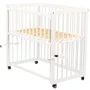 Patut co-sleeper, Qmini, Dalia, Multifunctional, 90x50 cm, Din lemn de pin, Reglabil pe orice treapta de inaltime la patul parintilor, Sistem de ancorare si roti cu frana incluse, Alb - 6