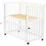 Patut co-sleeper, Qmini, Dalia, Multifunctional, 90x50 cm, Din lemn de pin, Reglabil pe orice treapta de inaltime la patul parintilor, Sistem de ancorare si roti cu frana incluse, Alb - 7