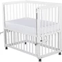 Patut co-sleeper, Qmini, Dalia, Multifunctional, 90x50 cm, Din lemn de pin, Reglabil pe orice treapta de inaltime la patul parintilor, Sistem de ancorare si roti cu frana incluse, Alb - 5