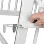 Patut co-sleeper, Qmini, Dalia, Multifunctional, 90x50 cm, Din lemn de pin, Reglabil pe orice treapta de inaltime la patul parintilor, Sistem de ancorare si roti cu frana incluse, Alb + Saltea 8 cm - 10