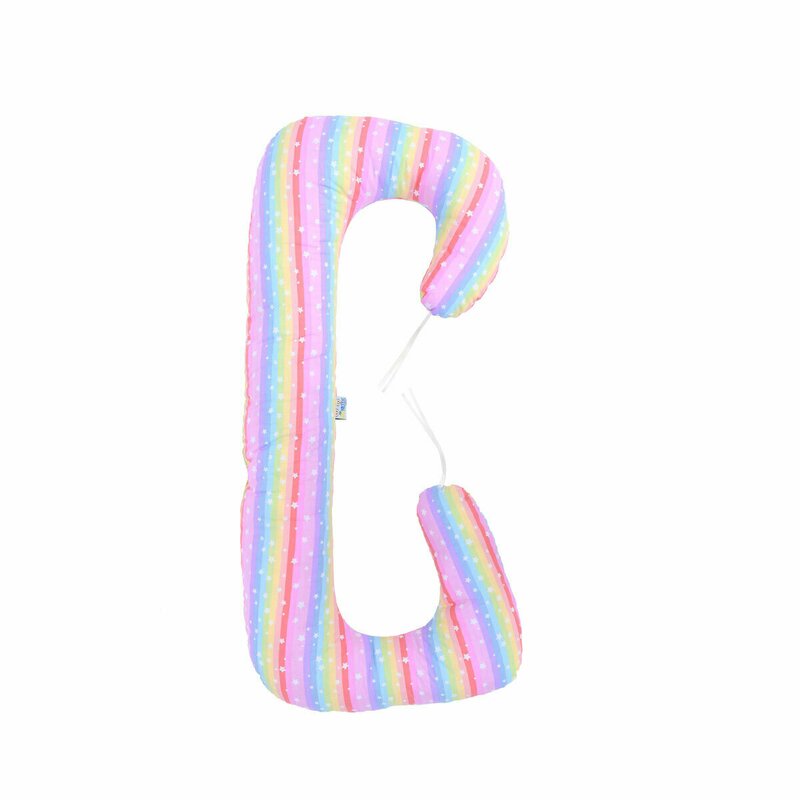Babyneeds - perna 3 in 1 pentru gravide si bebelusi soft, cu husa din bumbac, dungi multicolore