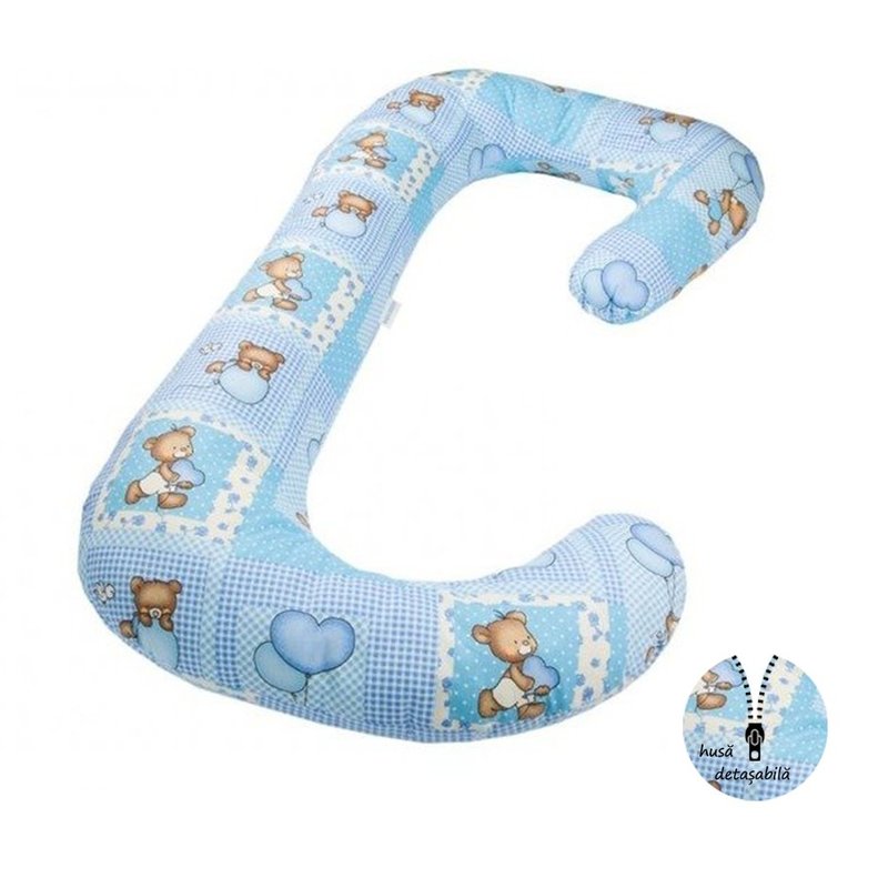 Husa 3 In 1 Luxury Pentru Huawei P10 Lite 44 BabyNeeds - Perna 3 in 1 pentru gravide si bebelusi Soft Plus, Cu husa detasabila din bumbac, Ursuleti albastri