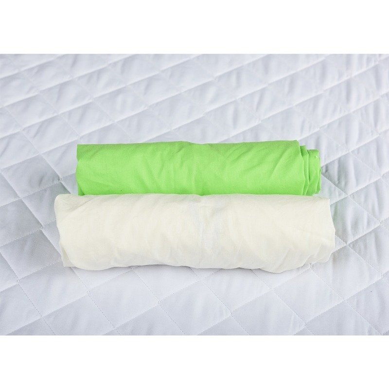 Babyneeds - set 2 cearceafuri cu elastic 120x60 cm, crem+verde