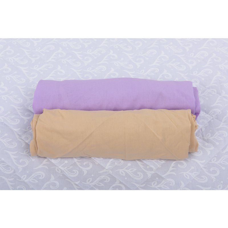 Babyneeds - set 2 cearceafuri cu elastic 120x60 cm, lila+cappuccino