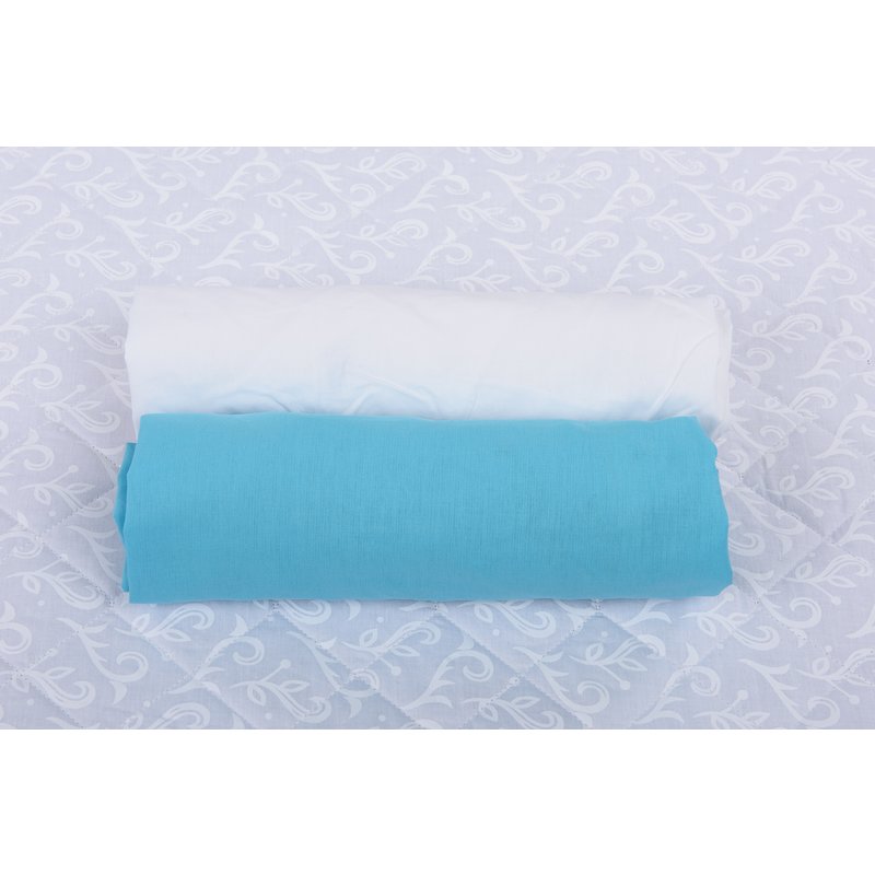 Babyneeds - set 2 cearceafuri cu elastic 120x60 cm, alb+bleu