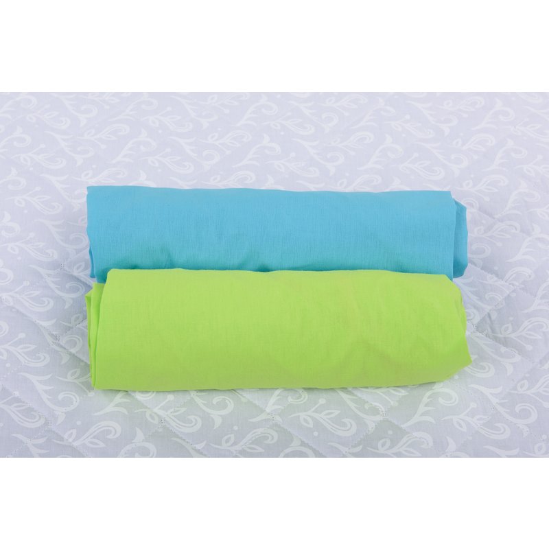 Babyneeds - set 2 cearceafuri cu elastic 140x70 cm, bleu+verde