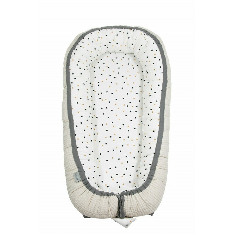Tiny star - babynest confetti & beige, cuib pentru bebelusi, ajustabil, portabil, reductor patut