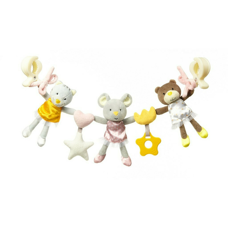 Babyono - jucarie multifunctionala pentru patut si carucior, balerine, cu agatatoare, dezvolta abilitati motorii si senzoriale, 0 luni+, multicolor