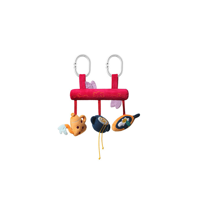 Babyono - jucarie multifunctionala pentru patut si carucior, micutul bucatar, cu agatatoare, dezvolta abilitati motorii si senzoriale, 0 luni+, multicolor