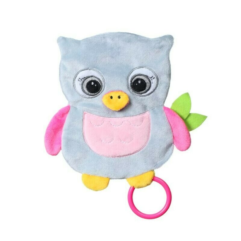 Babyono - jucarie fosnitoare pentru dentitie, din plus, bufnita celeste, 18 x 17.5 cm, gri