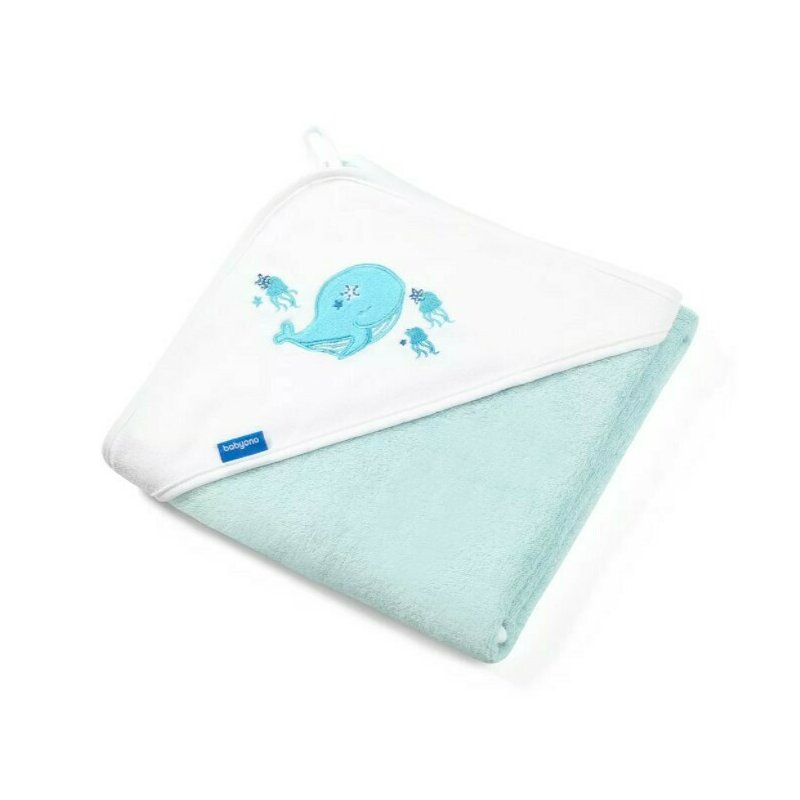 Babyono - prosop copii cu gluga, din fibra de bambus, 85 x 85 cm, albastru