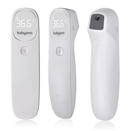 BabyOno - Termometru digital non-contact, Cu afisaj electronic si infrarosu, Testat medical, Alb