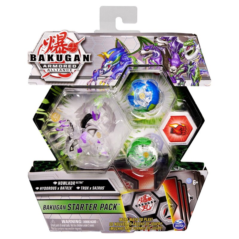 Spin master - set figurine trox hydorous , bakugan , pachet de start, s2, howlkor ultra