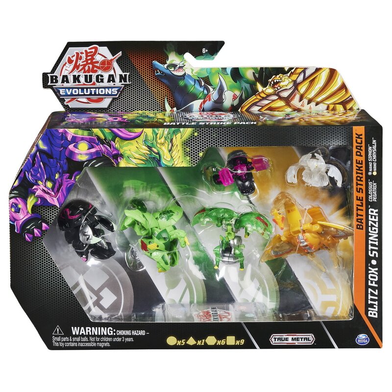 Spin master - BAKUGAN S4 PACHET STARTER 4 PIESE BLITZ FOX, STINGZER, COLOSSUS SI PEGATRIX