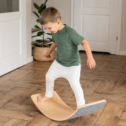 Meowbaby® - Balance board - Placa de echilibru din lemn blue pentru copii cu fetru presat blue, MeowBaby
