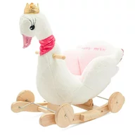 Black Friday - Reduceri Balansoar, Baby Mix, Swan, Cu roti, Din material moale si placut la atingere, Pana la 30 kg, 61x32x52 cm, 10 luni+, White Promotie