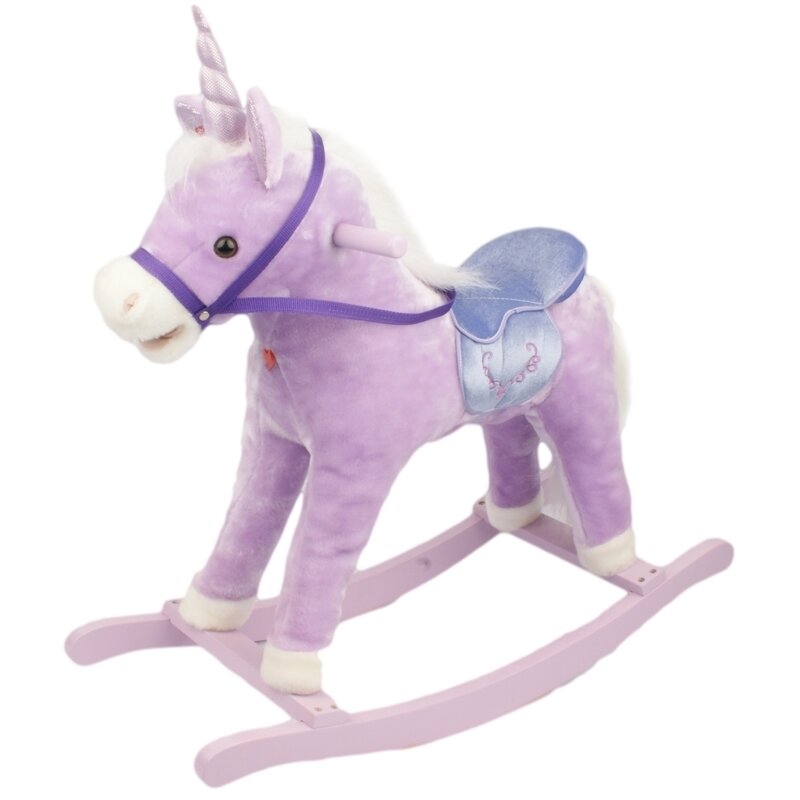 Balansoar calut din plus, cu melodii, platforma din lemn, high hope, 74 x 30 x 64 cm, purple unicorn