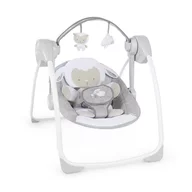 Balansoar electric bebelusi, Ingenuity, Comfort 2 Go, Cuddle Lamb, 2 pozitii inclinare, 12 melodii, Temporizator 30/45/60 min, Centura siguranta 5 puncte, Pliabil pentru calatorii, Fara BPA, 0-9 luni, Alb/Bej