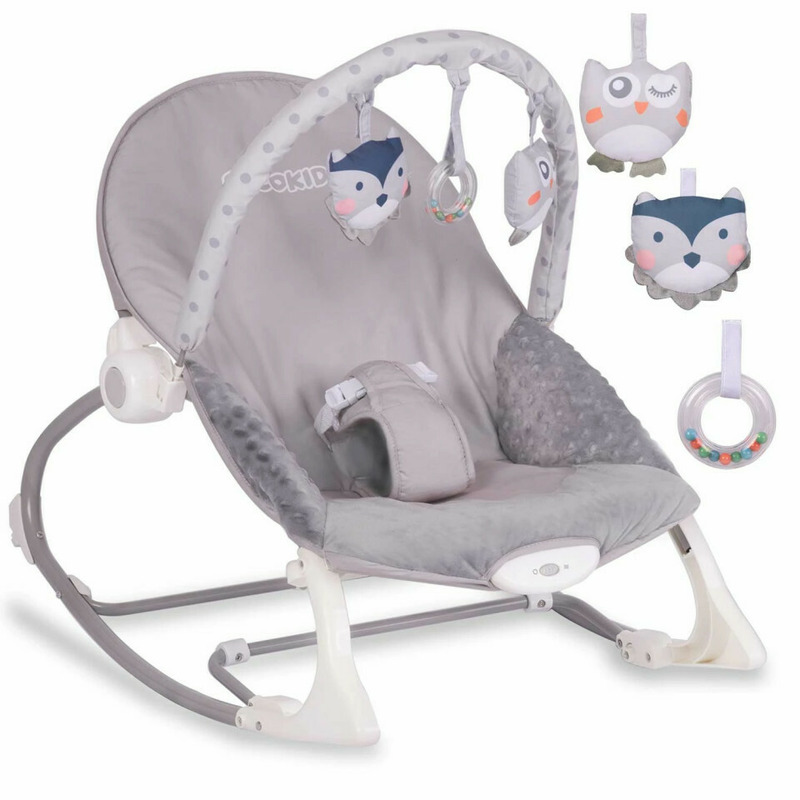 Balansoar pentru copii, cu vibratii, 2 trepte de inclinare, bara de jacarii, ricokids, 7308, heather