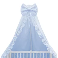 Baldachin, MimiNu, Pentru patut, Cu funda si volanas, 210x145 cm, Material certificat Oeko Tex Standard 100, Colectia Royal, Blue