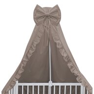Baldachin, MimiNu, Pentru patut, Cu funda si volanas, 210x145 cm, Material certificat Oeko Tex Standard 100, Colectia Royal, Mocha