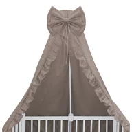 Baldachin, MimiNu, Pentru patut, Cu funda si volanas, 210x145 cm, Material certificat Oeko Tex Standard 100, Colectia Royal, Mocha