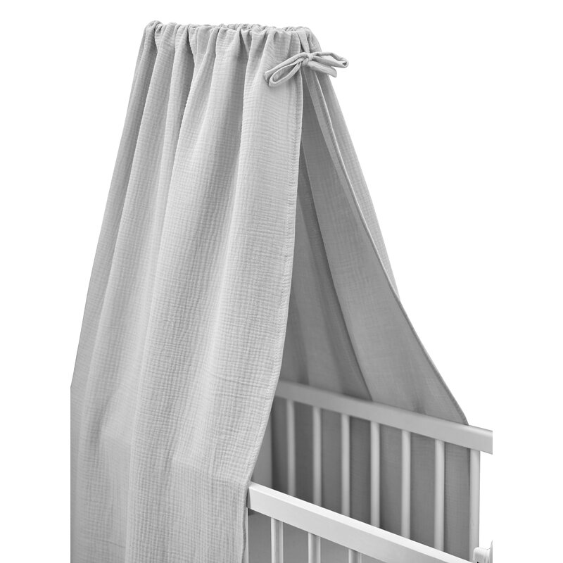Baldachin, Qmini, Pentru patut, leagan, Din muselina dubla 145x200 cm, Material certificat Oeko Tex Standard 100, Gray