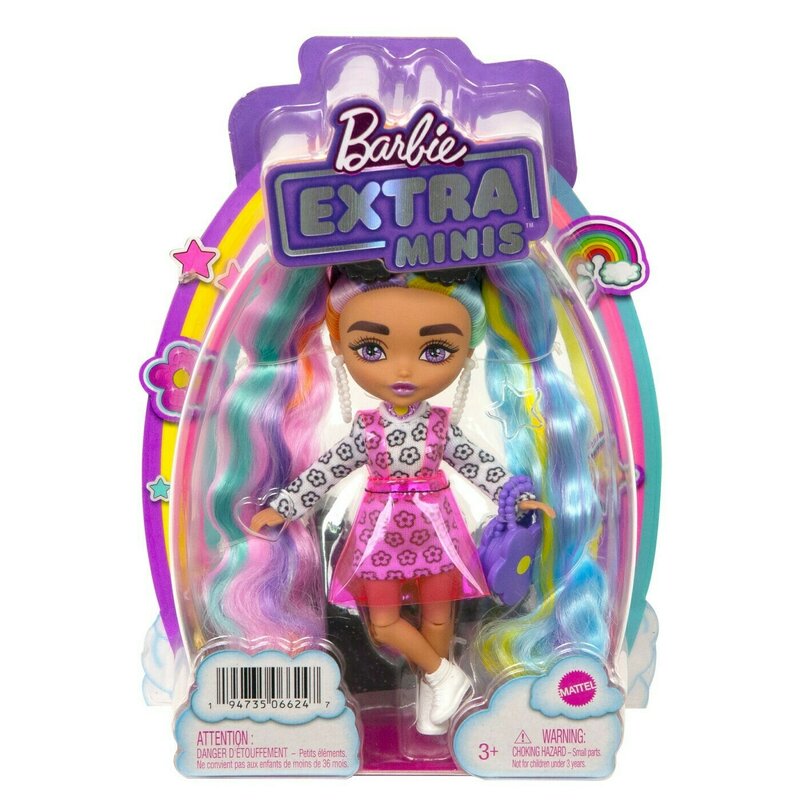 Mattel - barbie papusa barbie extra mini cu par curcubeu
