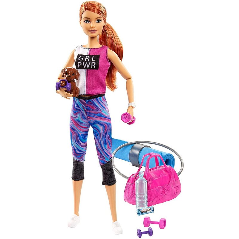 Mattel - set de joaca la sala de sport , barbie, cu accesorii wellness