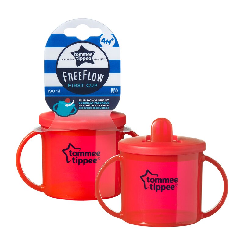 Tommee tippee - cana first cup basics, gradata, 190 ml, rosu