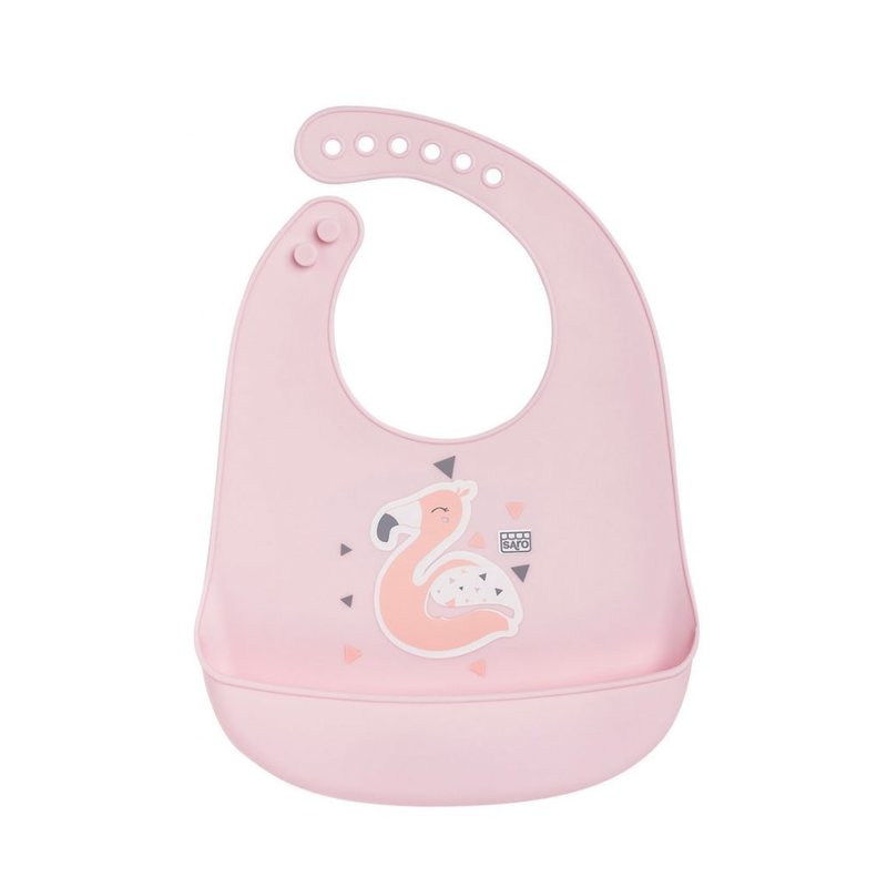 Saro baby - baveta din silicon yum, flamingo