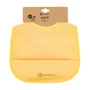 Baveta impermeabila cu buzunar, Petite&Mars, Nate, Fara PVC si ftalati, 37 × 27 cm, 6 luni+, Prindere velcro, Ocru